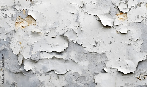 Weathered White Paint Peeling Off Concrete Wall photo