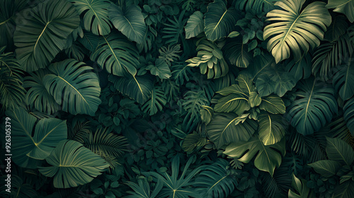 Lush Green Tropical Leaves.