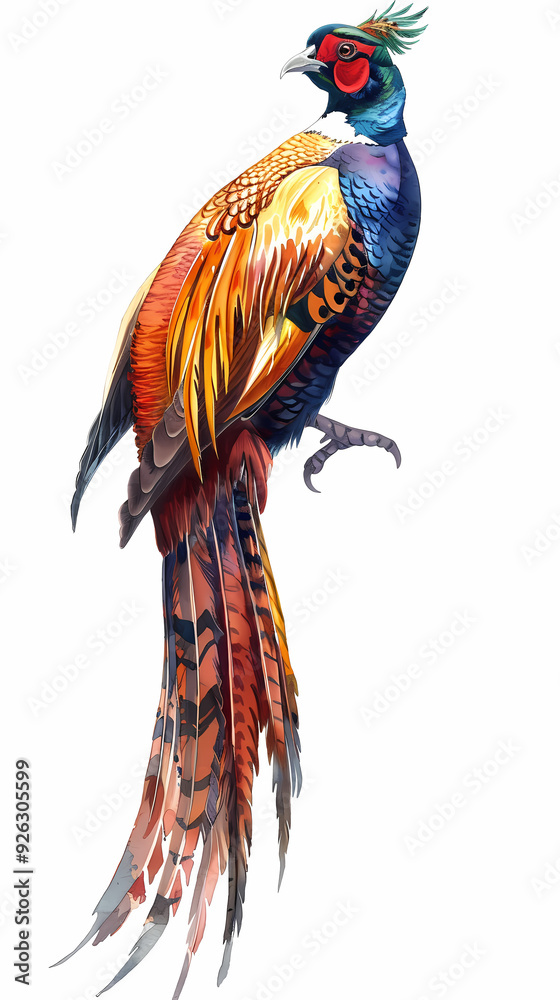 Fototapeta golden pheasant,Luxurious golden pheasant with an open tail.
