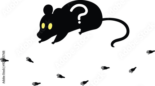 ネズミがいる痕跡のイラスト（足跡）
