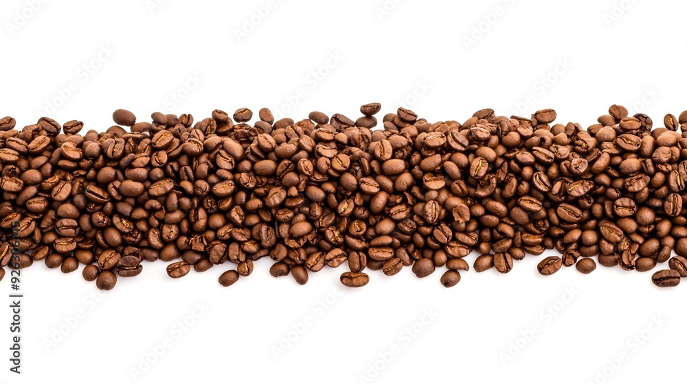 Cascading Coffee Beans on White Background, Dynamic Lines, Rich Textures, Earthy Tones Cascading Coffee Beans on White Background, Dynamic Lines, Rich Textures, Earthy Tones