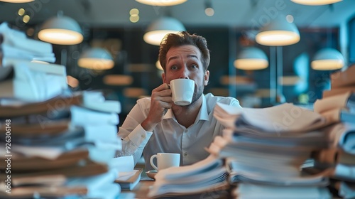 Overworked Office Worker Si...