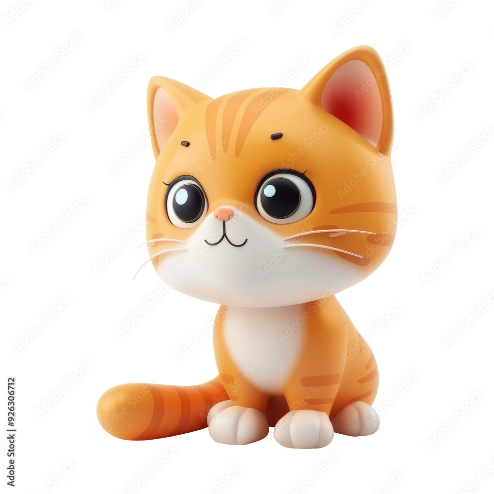 Orange little cat isolated on white. 3D illustration. Orange little cat isolated on white. 3D illustration.
