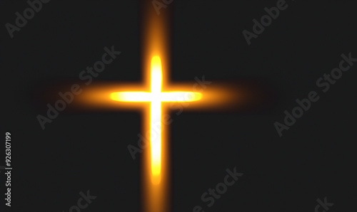 Illuminated cross faith, black background