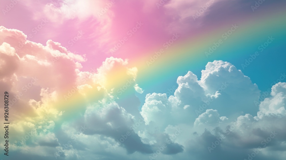 Pastel Rainbow Sky with Fluffy Clouds Pastel Rainbow Sky with Fluffy Clouds