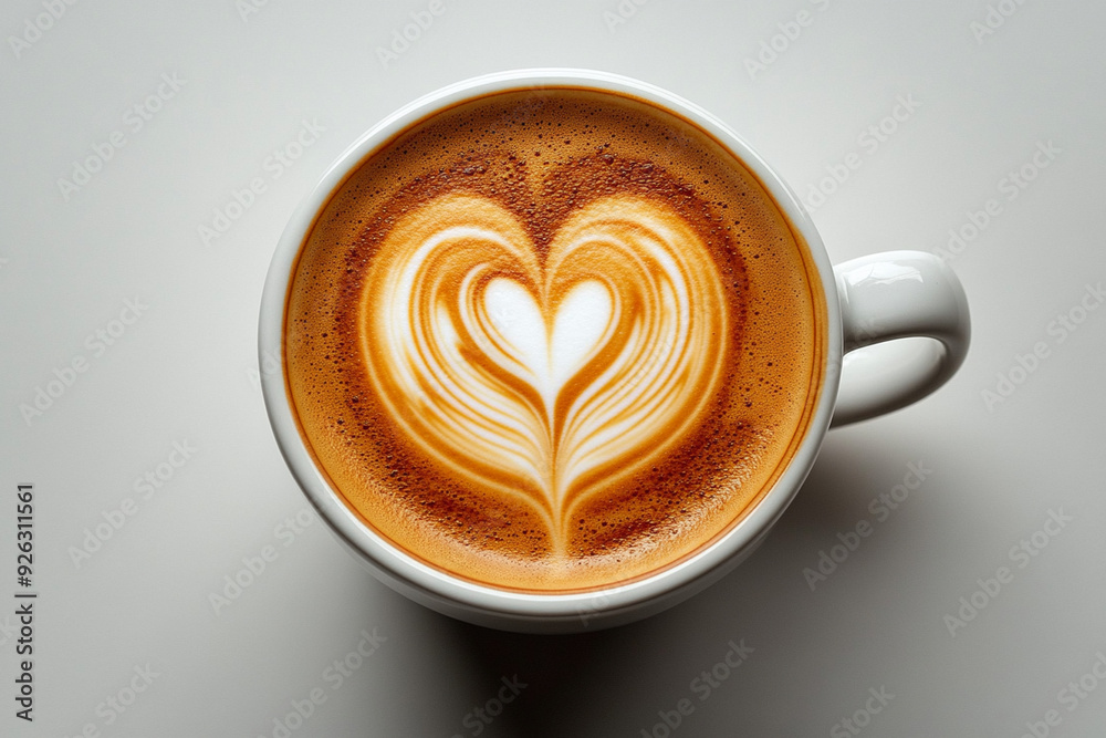 latte art coffee with heart shaped foam