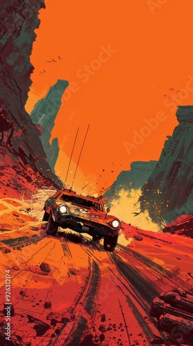 High-Speed Chase in a Post-Apocalyptic Landscape with Armored Vehicles.