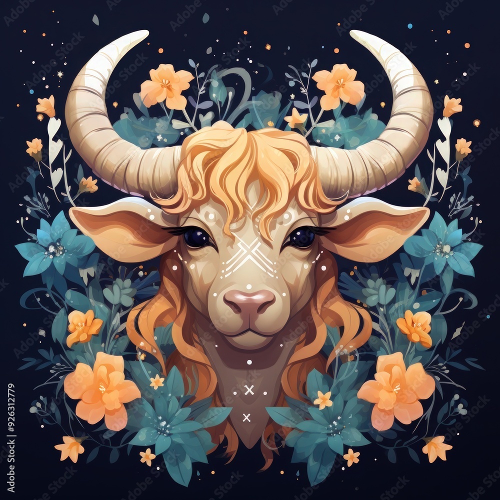 Taurus Zodiac Symbol with a Majestic Bull Illustration
