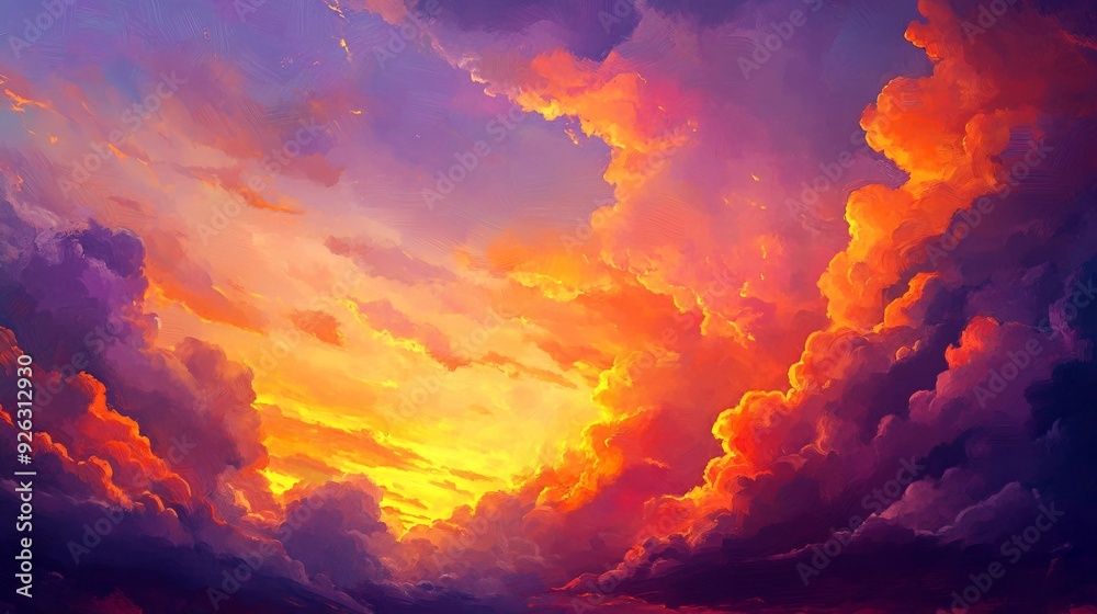 Serene Sunset: Vibrant Purple, Pink, and Orange Sky Background