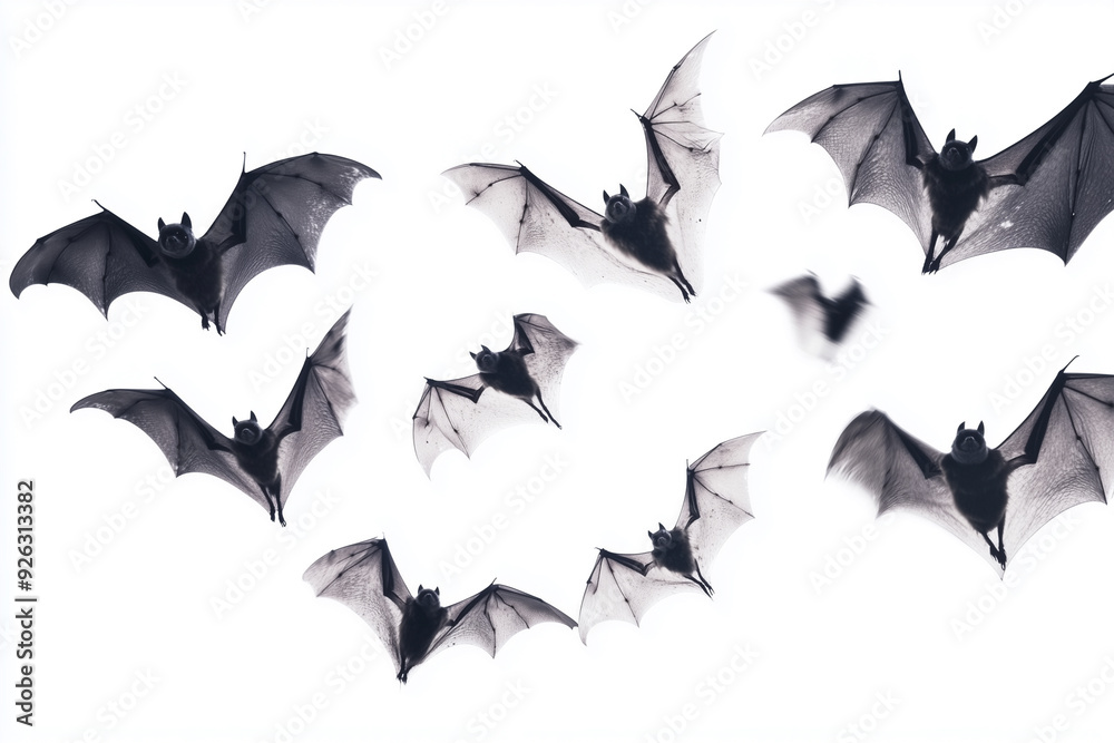 Halloween bats are flying on white background Halloween bats are flying on white background
