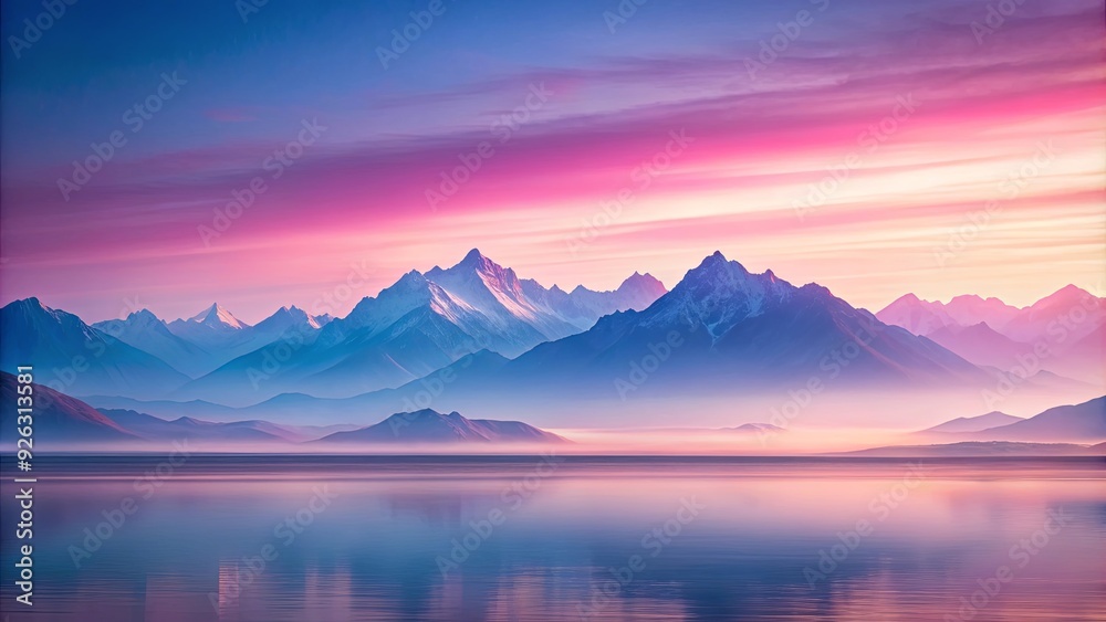 Pastel landscape featuring mountains bathed in soft sunshine in shades of pink, purple, and blue, pastel, landscape, mountains Pastel landscape featuring mountains bathed in soft sunshine in shades of pink, purple, and blue, pastel, landscape, mountains