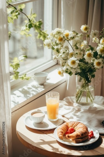 Wallpaper Mural Brunch window coffee flower. Torontodigital.ca
