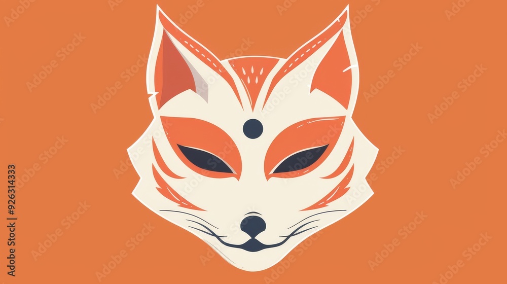 Obraz premium Hand drawn kitsune mask illustration