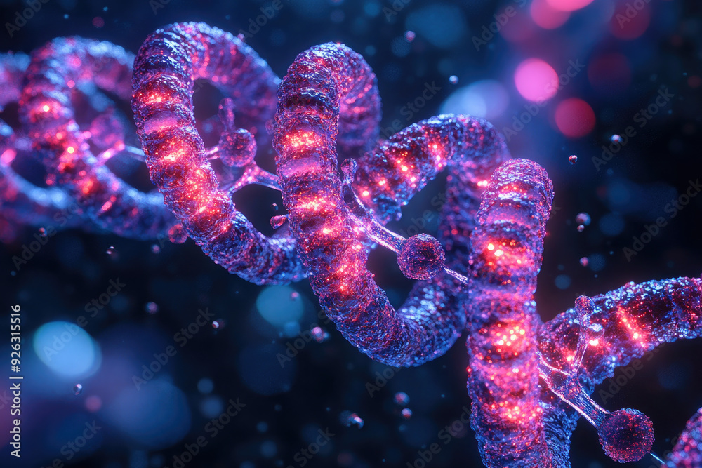 Close-up view of a dna strand forming, with its intricate double helix structure, providing a visual representation of genetic information. Close-up view of a dna strand forming, with its intricate double helix structure, providing a visual representation of genetic information.