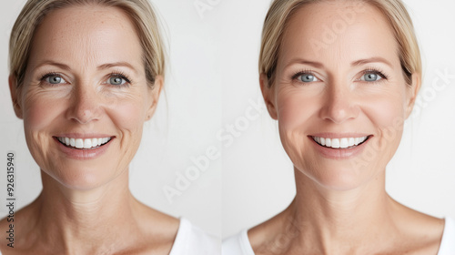 Professional before after eye wrinkle fine line skin rejuvenation dermal treatment comparison clinical skincare beauty face rejuvenation dermatology clinic anti-aging skincare results