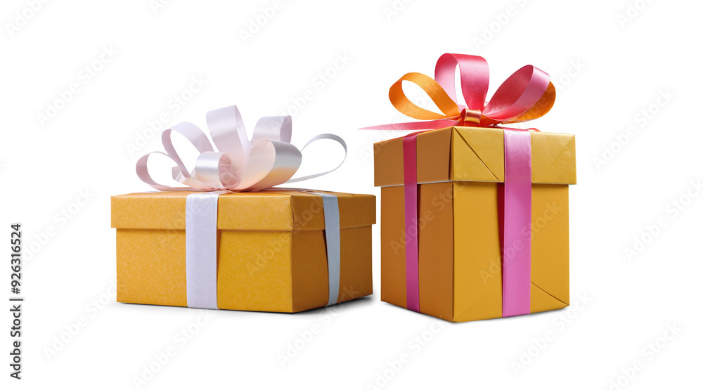Fototapeta premium gift boxes, isolated, Birthday or Christmas presents as gifts