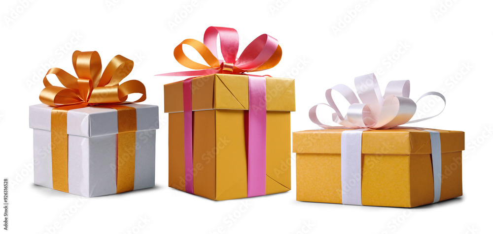 Obraz premium gift boxes, isolated, Birthday or Christmas presents as gifts