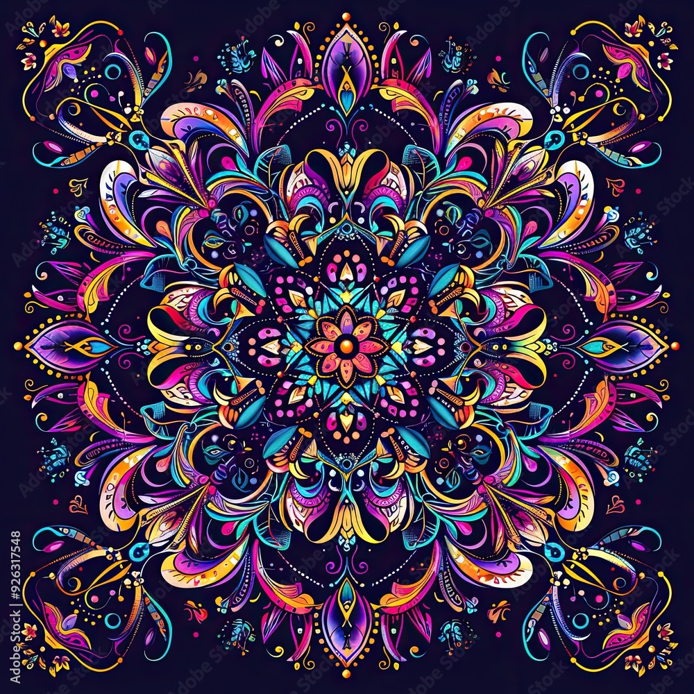 Ornate Floral Mandala with Intricate Geometric Patterns Ornate Floral Mandala with Intricate Geometric Patterns