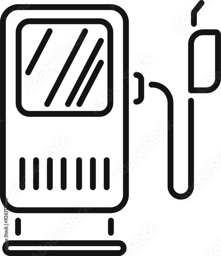 Simple black and white icon representing an electric vehicle charging station, symbolizing sustainable transportation