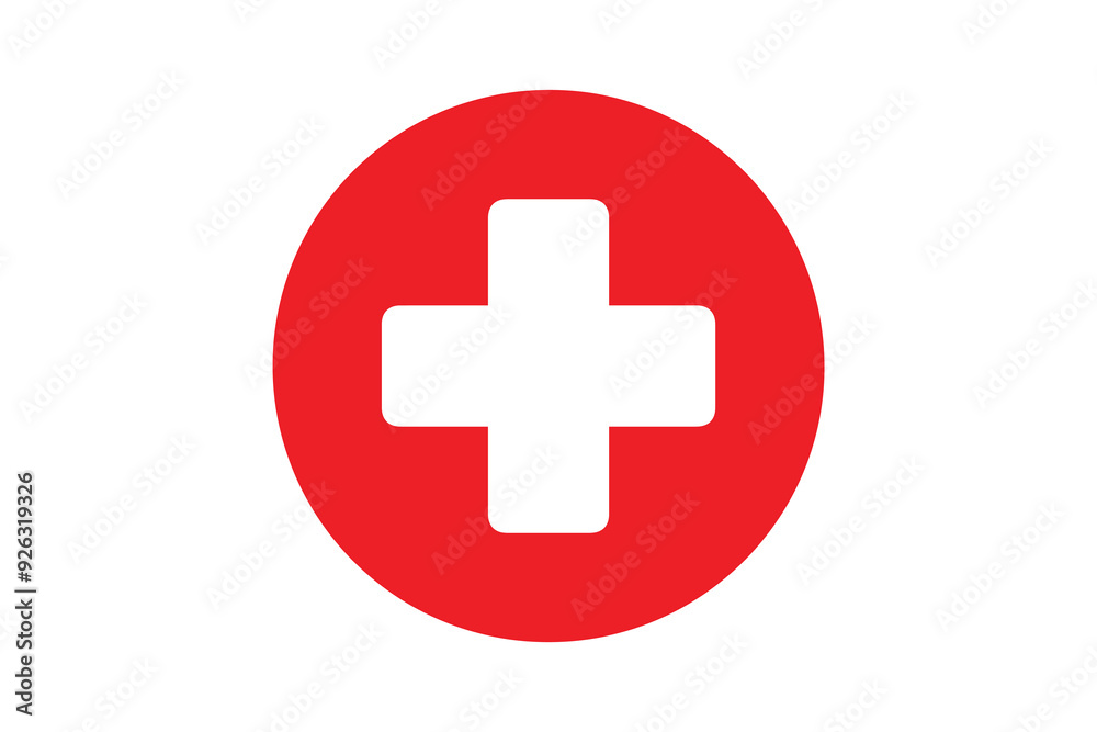 A red medical cross symbol inside a circle, representing healthcare, emergency services, and medical assistance in a simple, bold design. A red medical cross symbol inside a circle, representing healthcare, emergency services, and medical assistance in a simple, bold design.