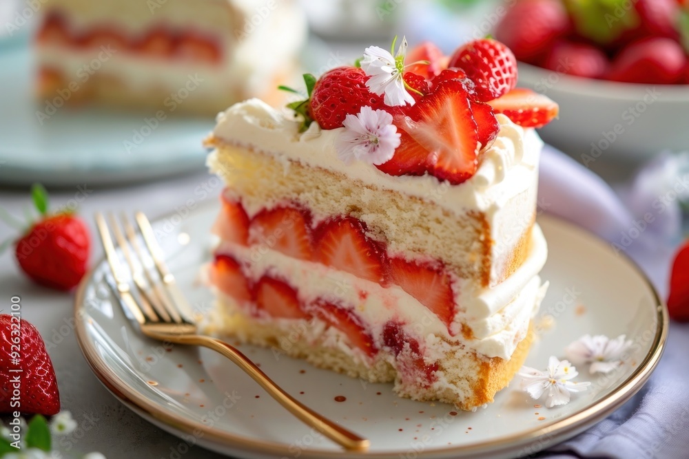 Strawberry short cake plate food dessert. Strawberry short cake plate food dessert.