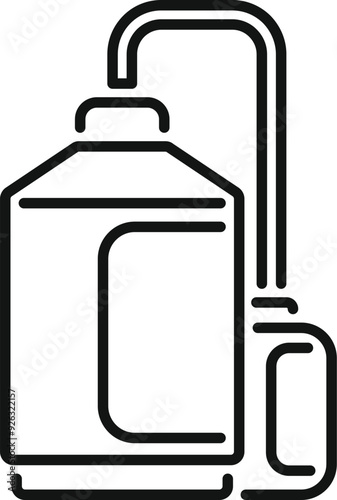Line drawing of a moonshine machine distilling alcohol using a pipe system