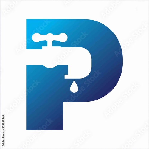 letter p water faucet, vectorv