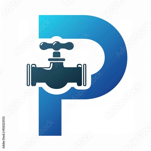 letter p water faucet, vectorv photo