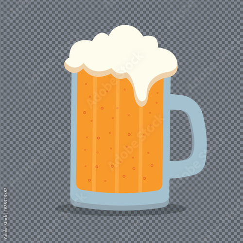 Mug of beer on a transparent background.