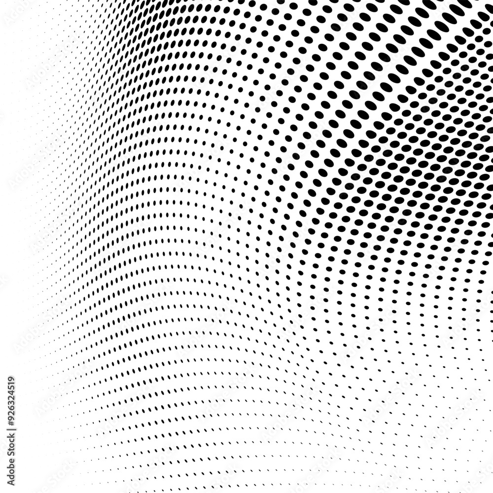 Black and white halftone texture in the form of a wave Black and white halftone texture in the form of a wave