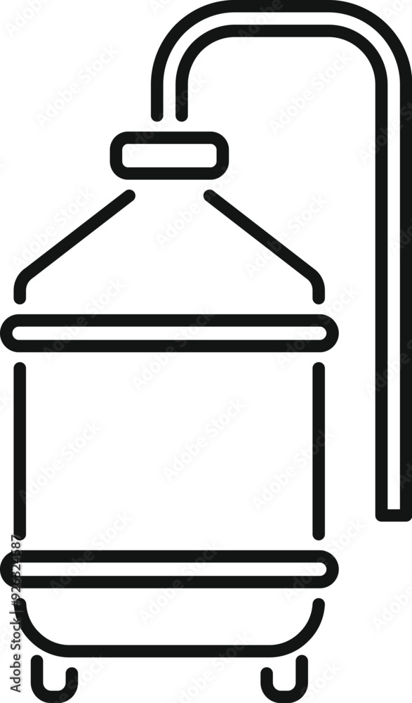 Line icon of a water cooler dispensing cold water, ideal for representing office hydration Line icon of a water cooler dispensing cold water, ideal for representing office hydration
