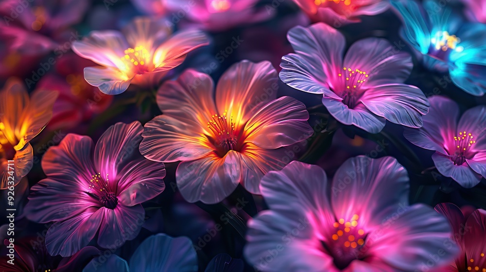 Luminous Fantasy Flowers with Dark Background Luminous Fantasy Flowers with Dark Background