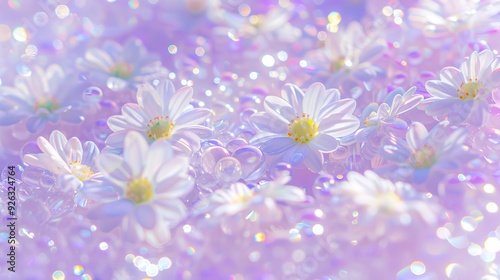 Iridescent floral pattern with translucent petals