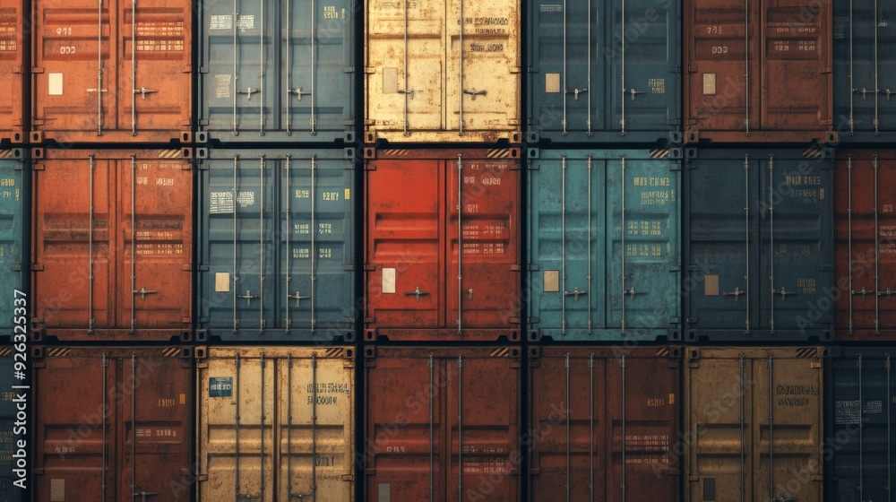 Shipping containers stacked on top of each other. Cargo sea port ...