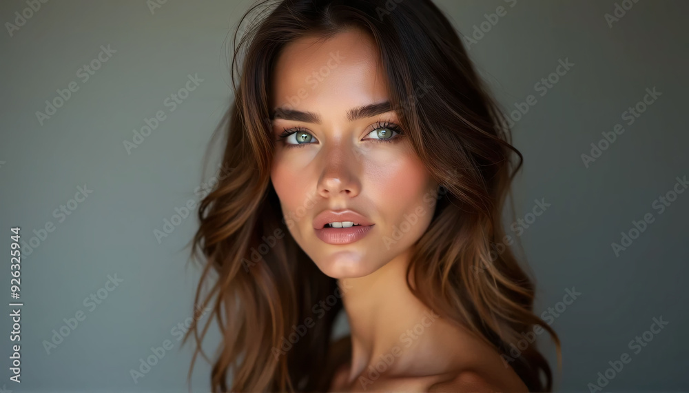 Beautiful picture of a sensuous young woman with a long hairstyle and a warm smile
Beautiful picture of a sensuous young woman with a long hairstyle and a warm smile