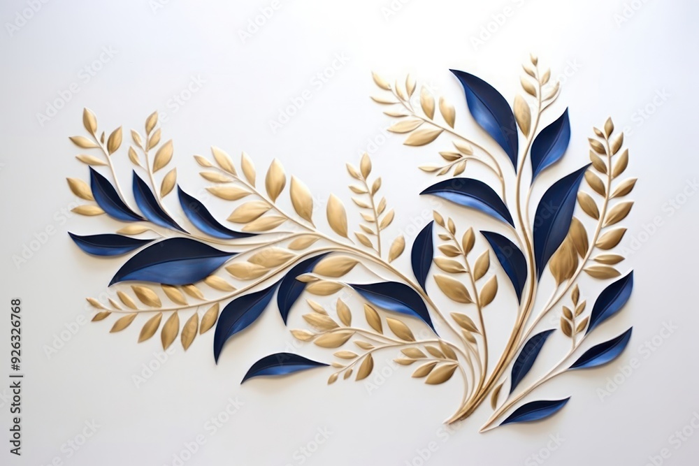 Botanical pattern art gold. Botanical pattern art gold.