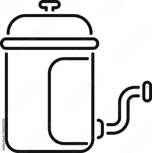 Simple line icon of a french press coffee maker brewing a fresh cup of coffee