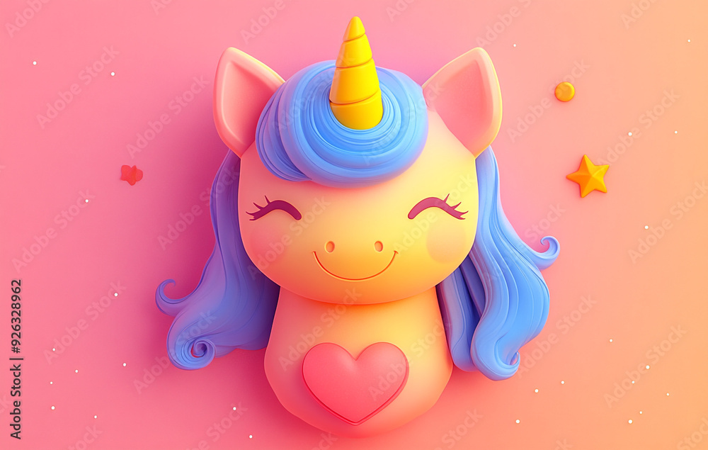 Happy unicorn. 3 d. Happy unicorn. 3 d.