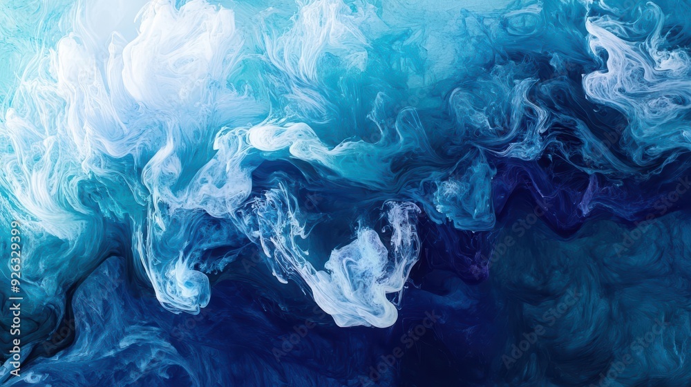A mesmerizing abstract artwork showcasing fluid waves of blue and white, evoking a sense of tranquility and creativity. A mesmerizing abstract artwork showcasing fluid waves of blue and white, evoking a sense of tranquility and creativity.
