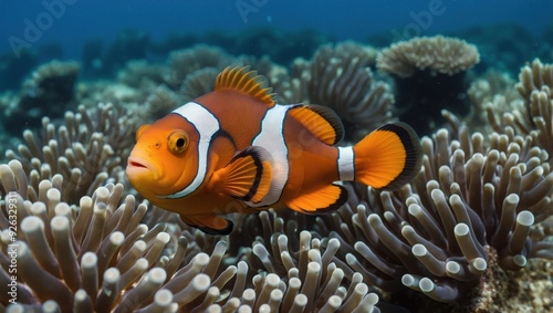 a clownfish that swims in the sea