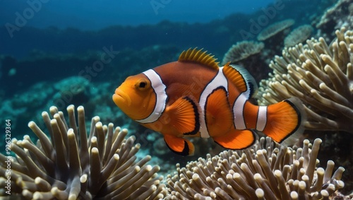 a clownfish that swims in the sea photo