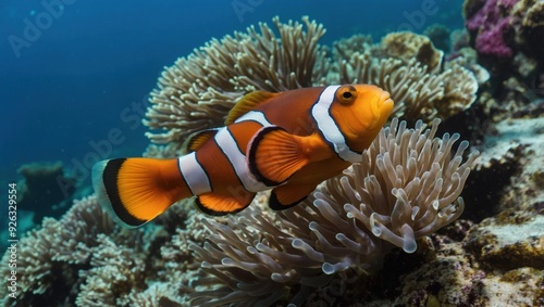 a clownfish that swims in the sea