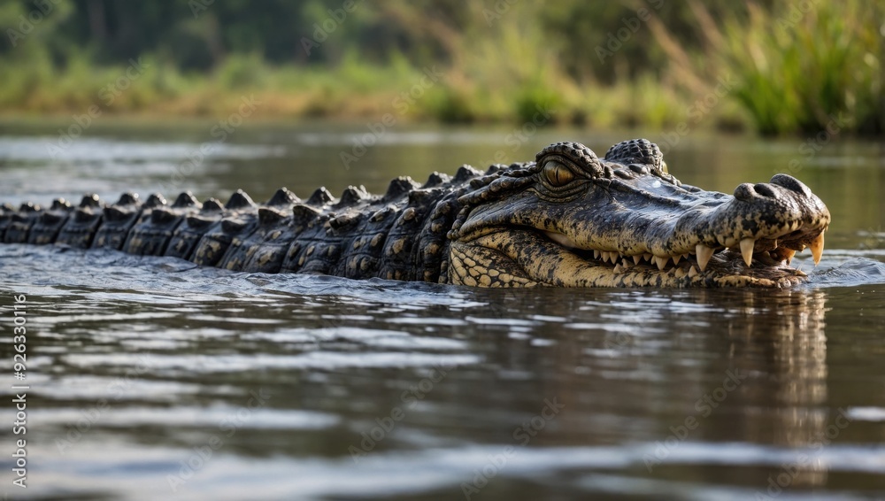 a crocodile that swims in an African river a crocodile that swims in an African river