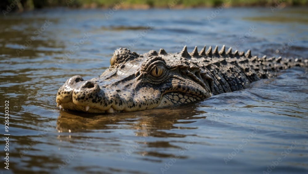 a crocodile that swims in an African river a crocodile that swims in an African river