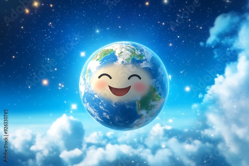 Cartoon Earth Face Showing Tongue And Wink Icon Funny Planet Emotion