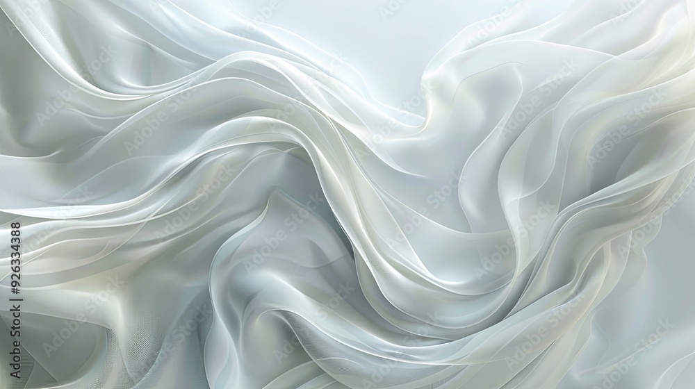 Fototapeta premium Abstract illustration featuring a smooth and clean luxury texture with white and light gray waves, creating a modern, subtle background