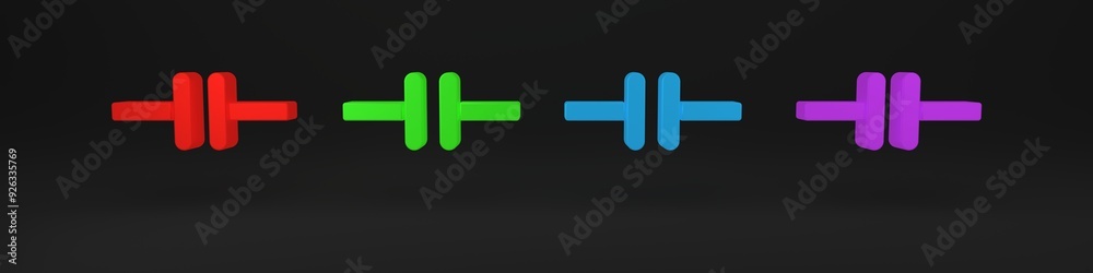 Colorful Electric circuit scheme icon isolated on black background. Circuit board. Minimalism concept. 3D render illustration