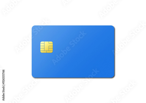 Blue credit card on a white background