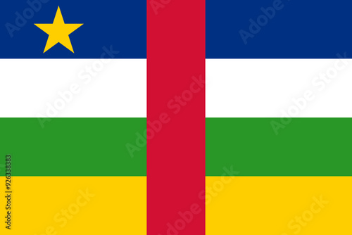 The official national flag of Central African Republic. Flag of the CAR. Correct proportions and colors. Vector illustration