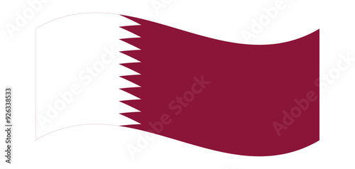 Wavy flag of Qatar, isolated on transparent background. Flag of the State of Qatar. National Day of Qatar. Flag day. Vector illustration
